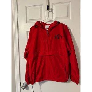 Champion Jacket Men's Small Red Pull Over Half Zip Windbreaker Rain Coat Anorak